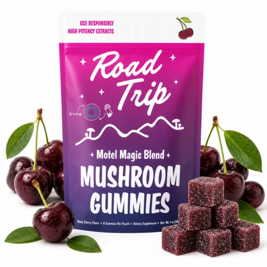 Road Trip Motel Magic Bland Mushroom Gummies — Black Cherry — 8ct